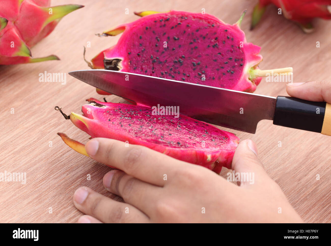 Cutting dragon fruit Stock Photo Alamy