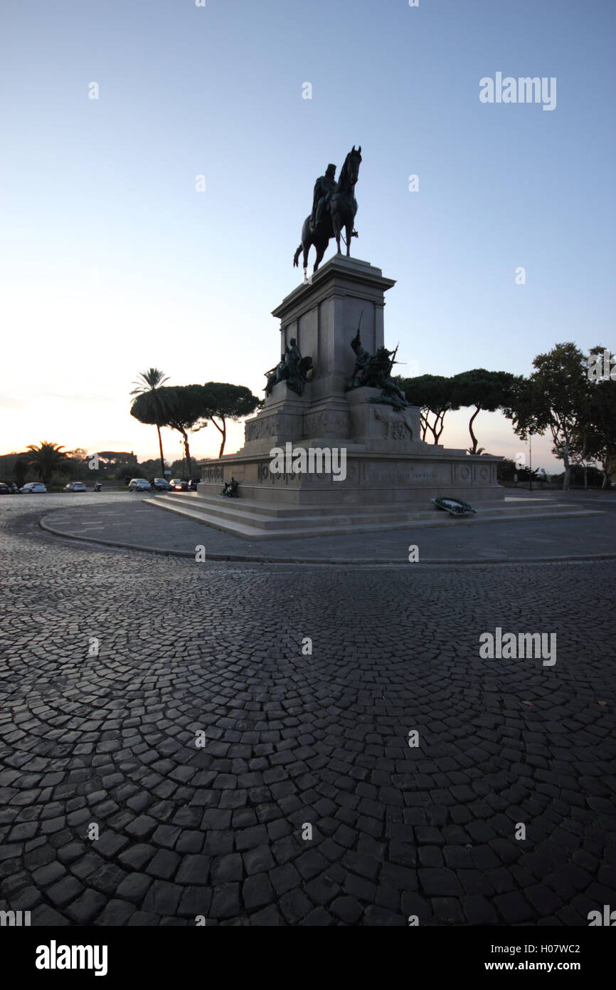 square of  the equestrian monument at the Gianicolo dedicated to Giuseppe Garibaldi, Rome, Italy Stock Photo
