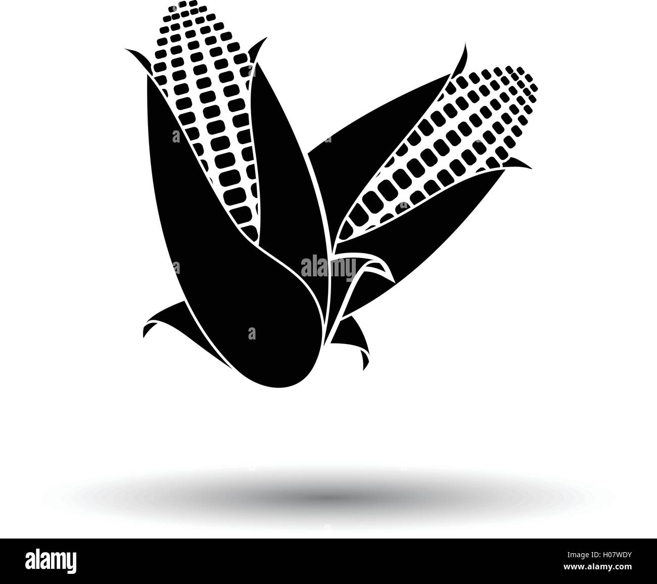 Corn icon. White background with shadow design. Vector illustration ...
