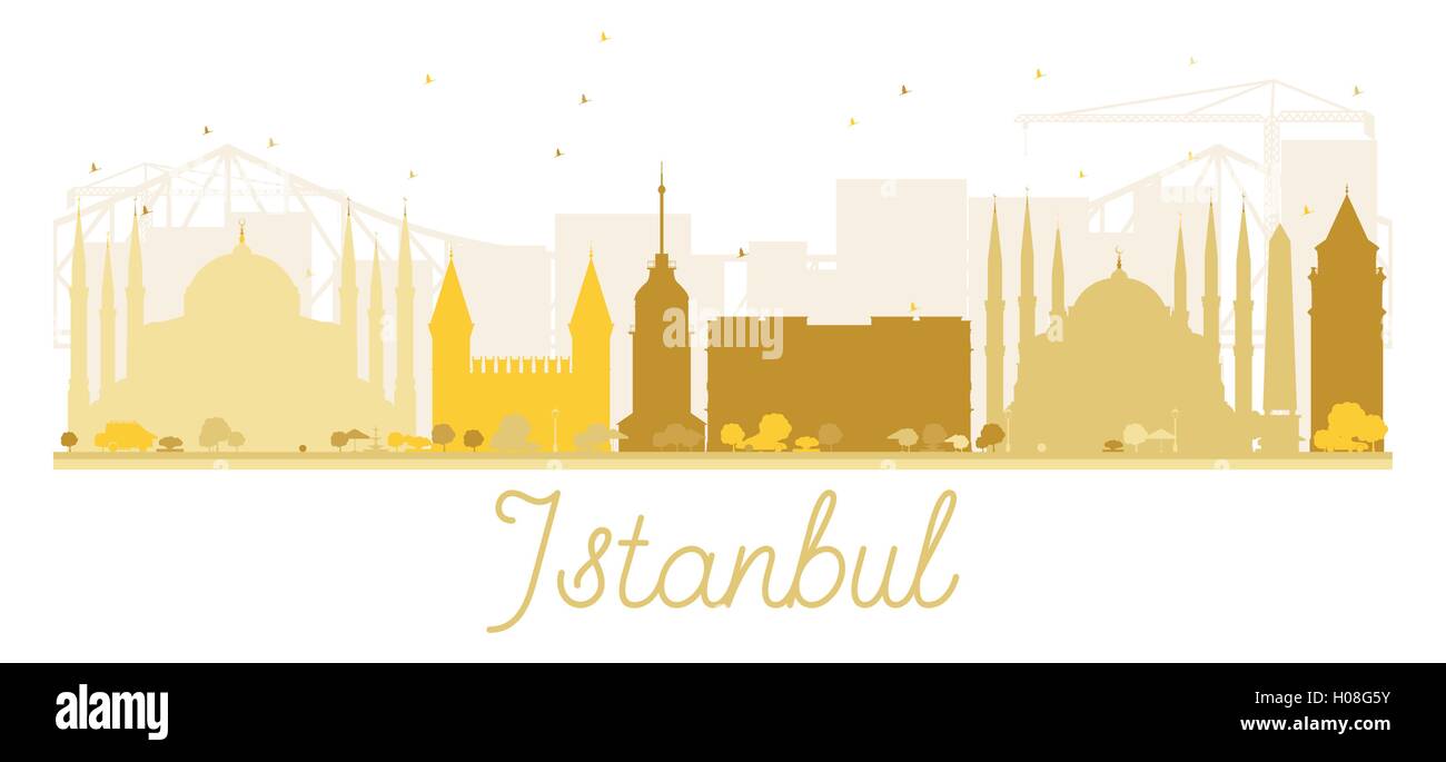 Istanbul City skyline golden silhouette. Vector illustration. Simple flat concept for tourism presentation, banner, placard Stock Vector