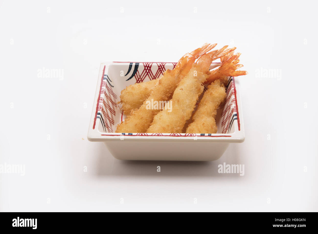 Shrimp in batter floured and fried Stock Photo