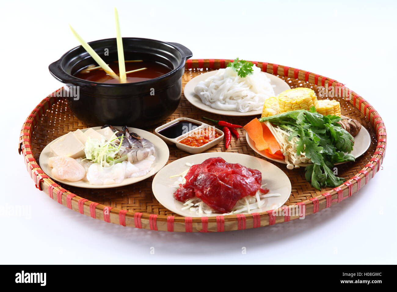 A Vietnamese tray of beef hot pot Stock Photo Alamy