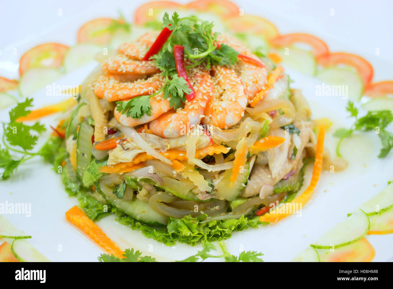 Vietnamese shrimp salad Stock Photo