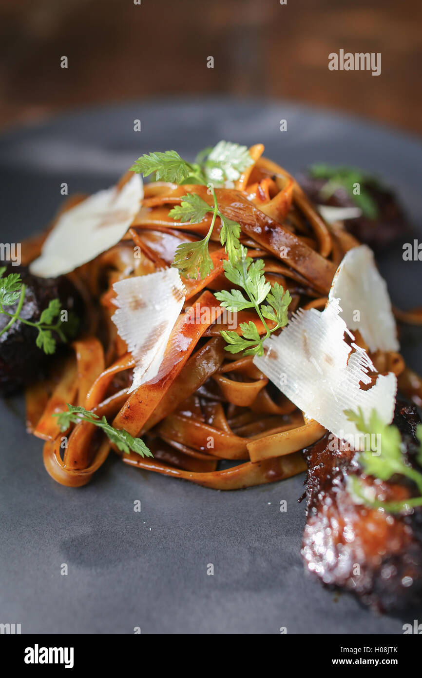 Beef cheek pasta Stock Photo Alamy