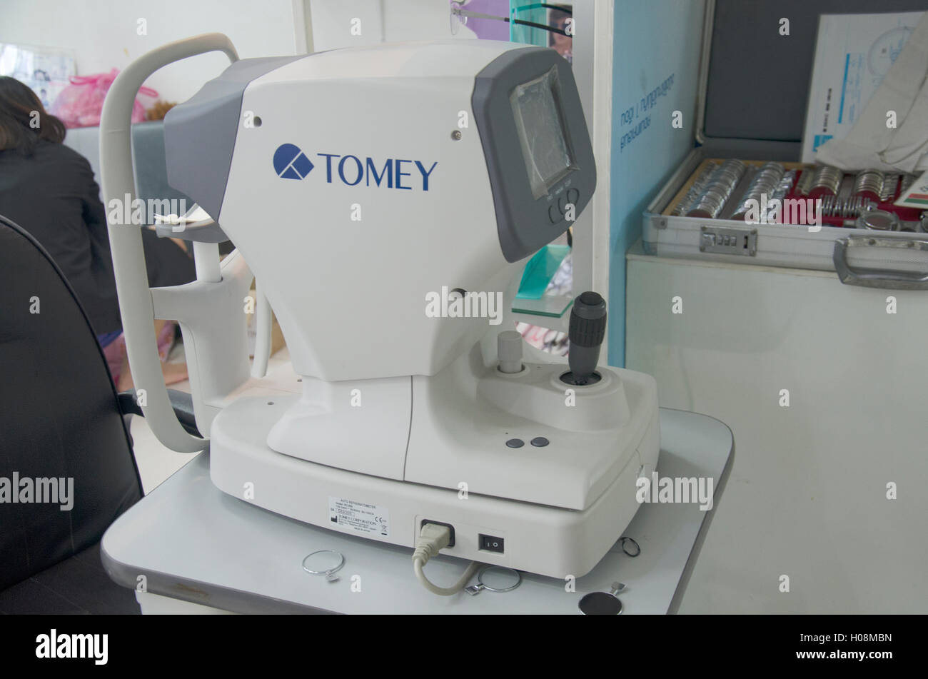 Optical eye test or visual acuity for making glasses by Optician