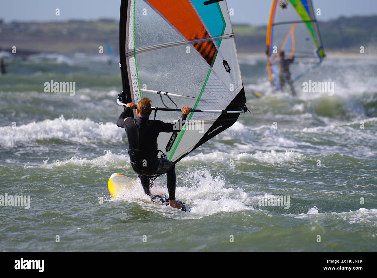 Windsurfing at Rhosneigr Beach, Anglesey Stock Photo Alamy