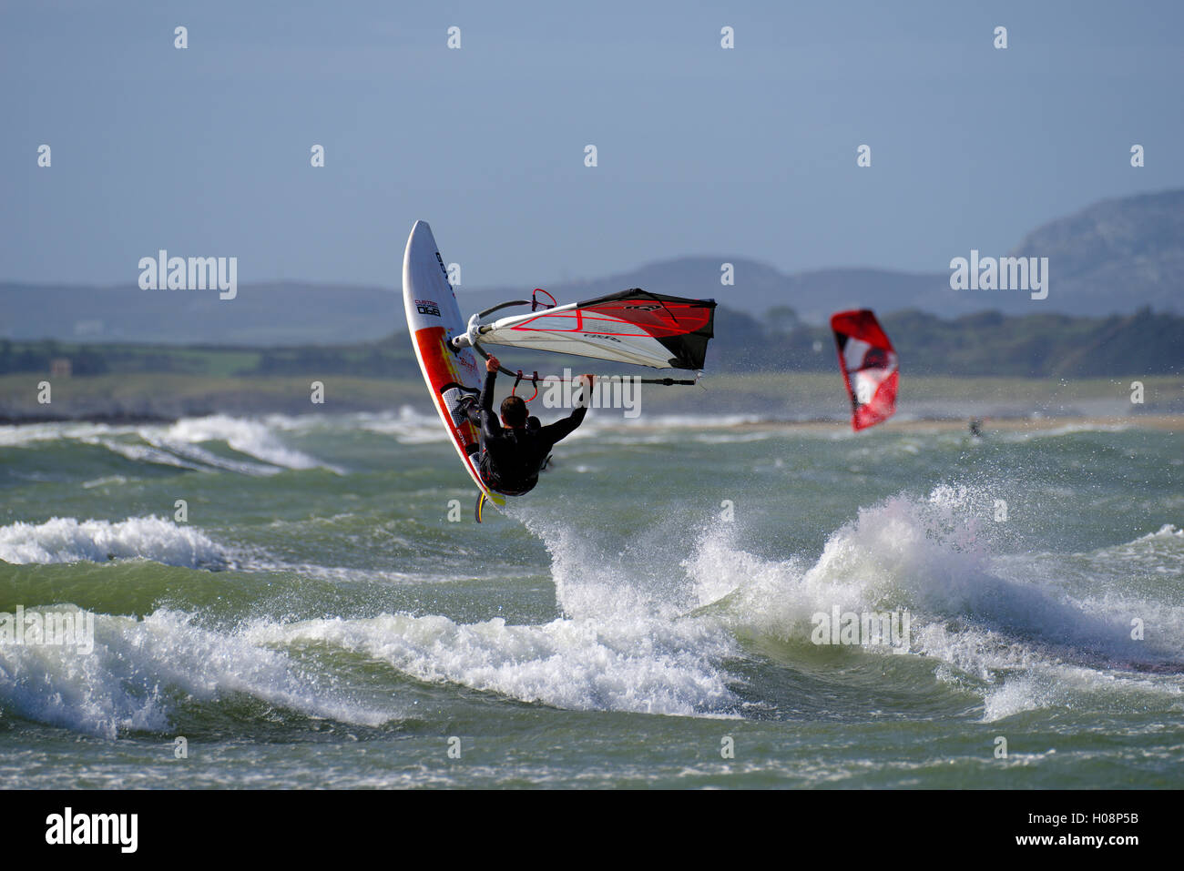 Windsurfing at Rhosneigr Beach, Anglesey Stock Photo Alamy