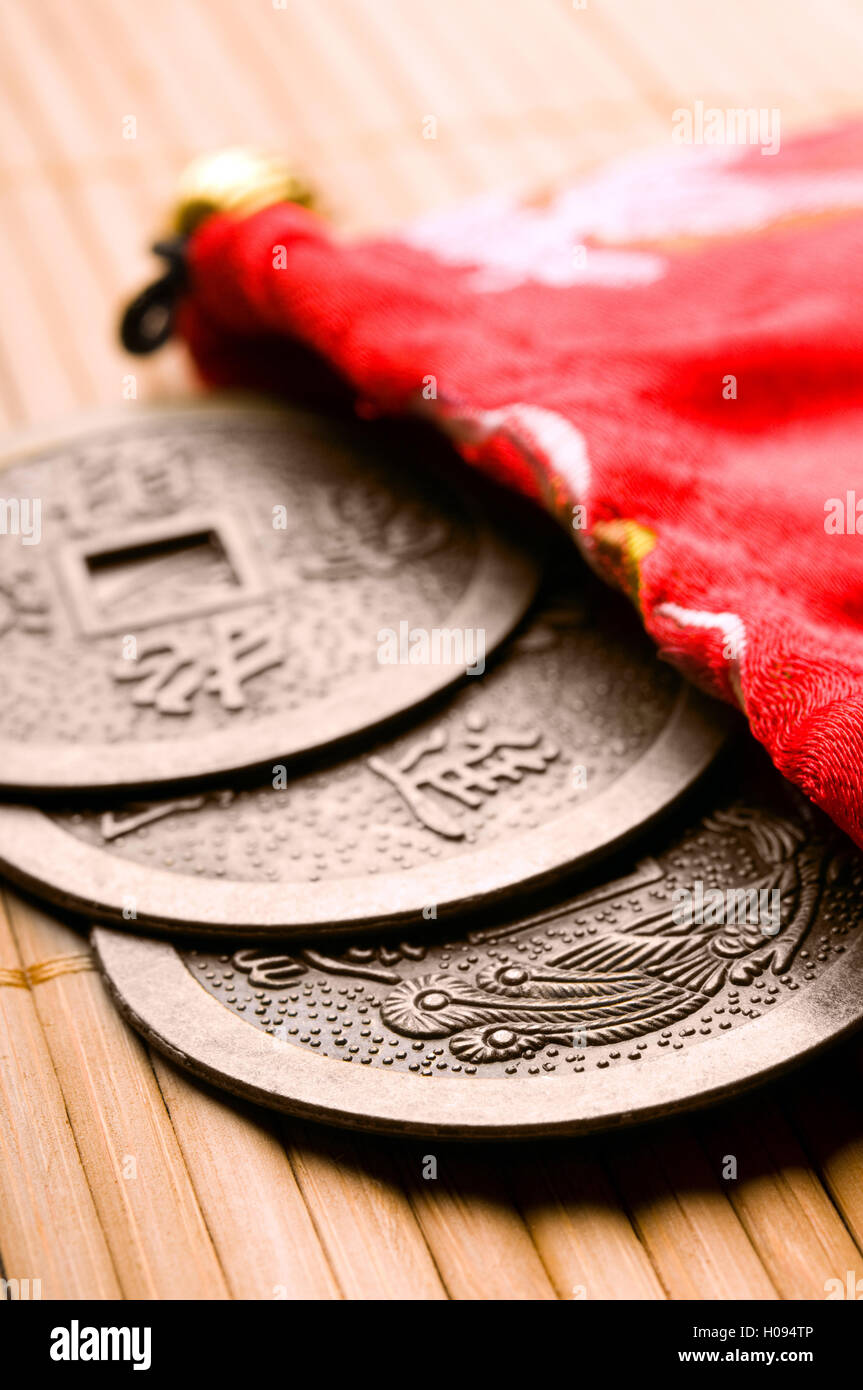 Chinese Feng Shui Coins for wealth and success Stock Photo - Alamy