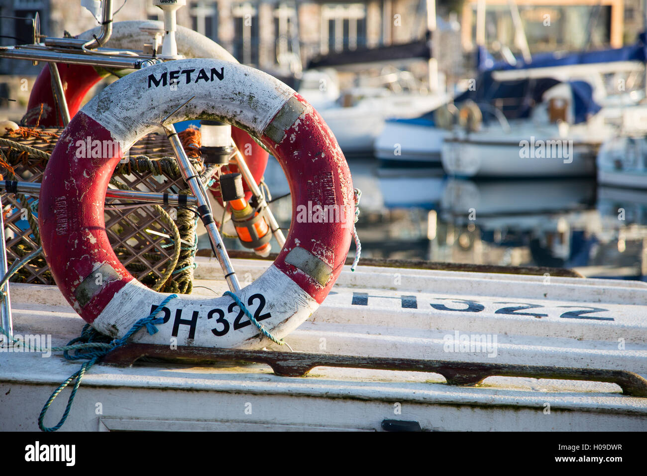 Fishing Boat Lifebuoy Stock Photo