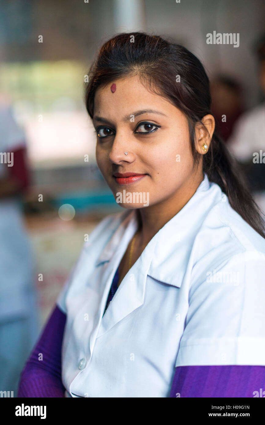A nurse at Diktel hospital, Khotang District, Nepal, Asia Stock Photo