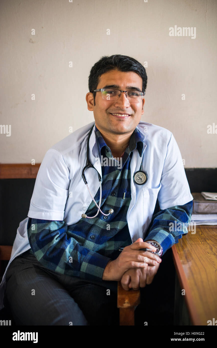 A doctor in his office in a hospital, Diktel, Khotang District, Nepal, Asia Stock Photo