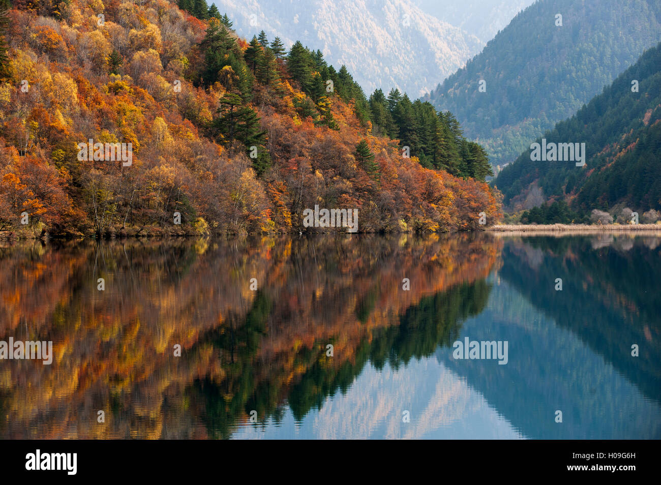 Jiuzhaigou on the edge of the Tibetan Plateau, located in the north of Sichuan Province, China Stock Photo