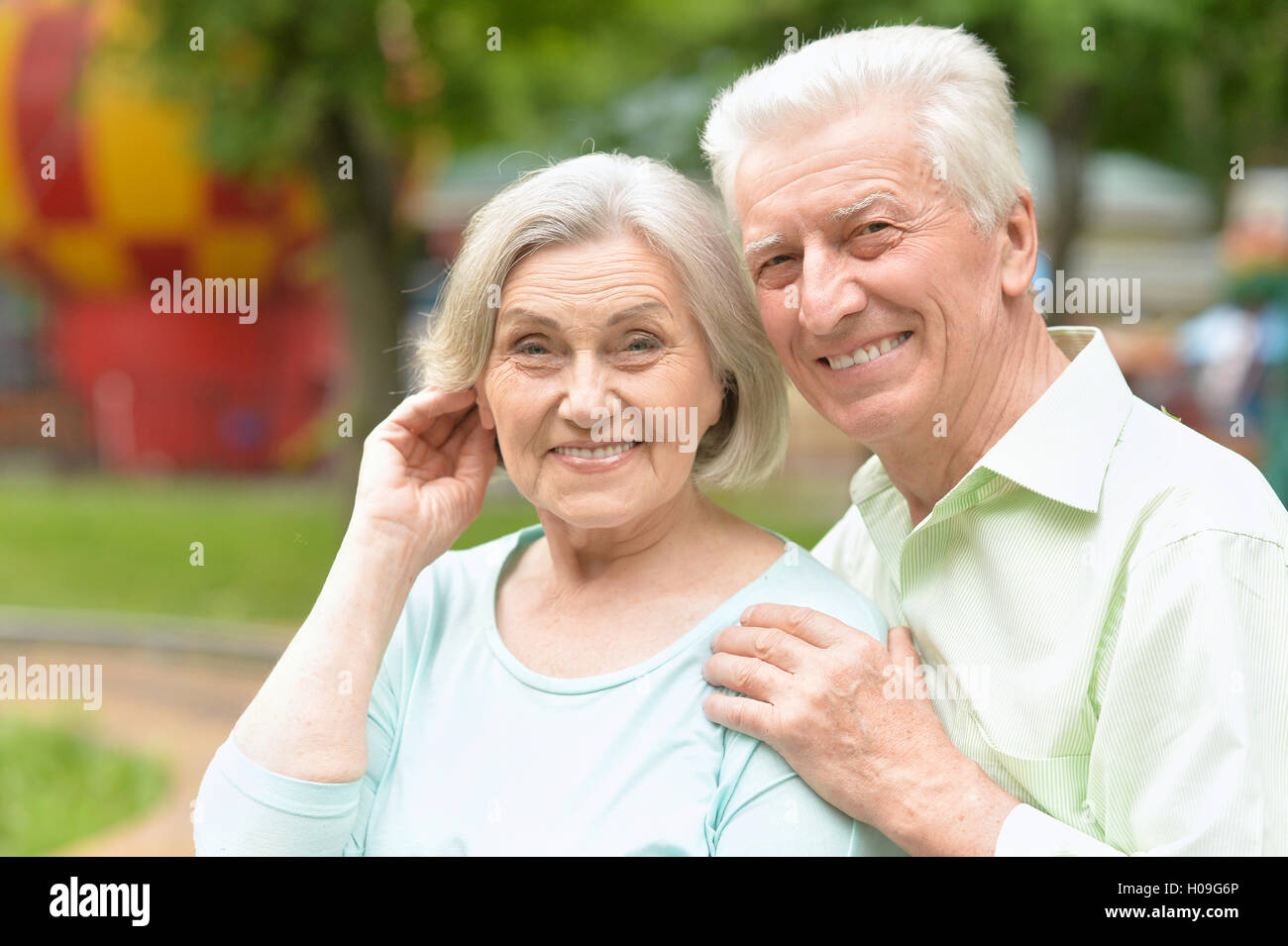 senior couple in summer park Stock Photo - Alamy