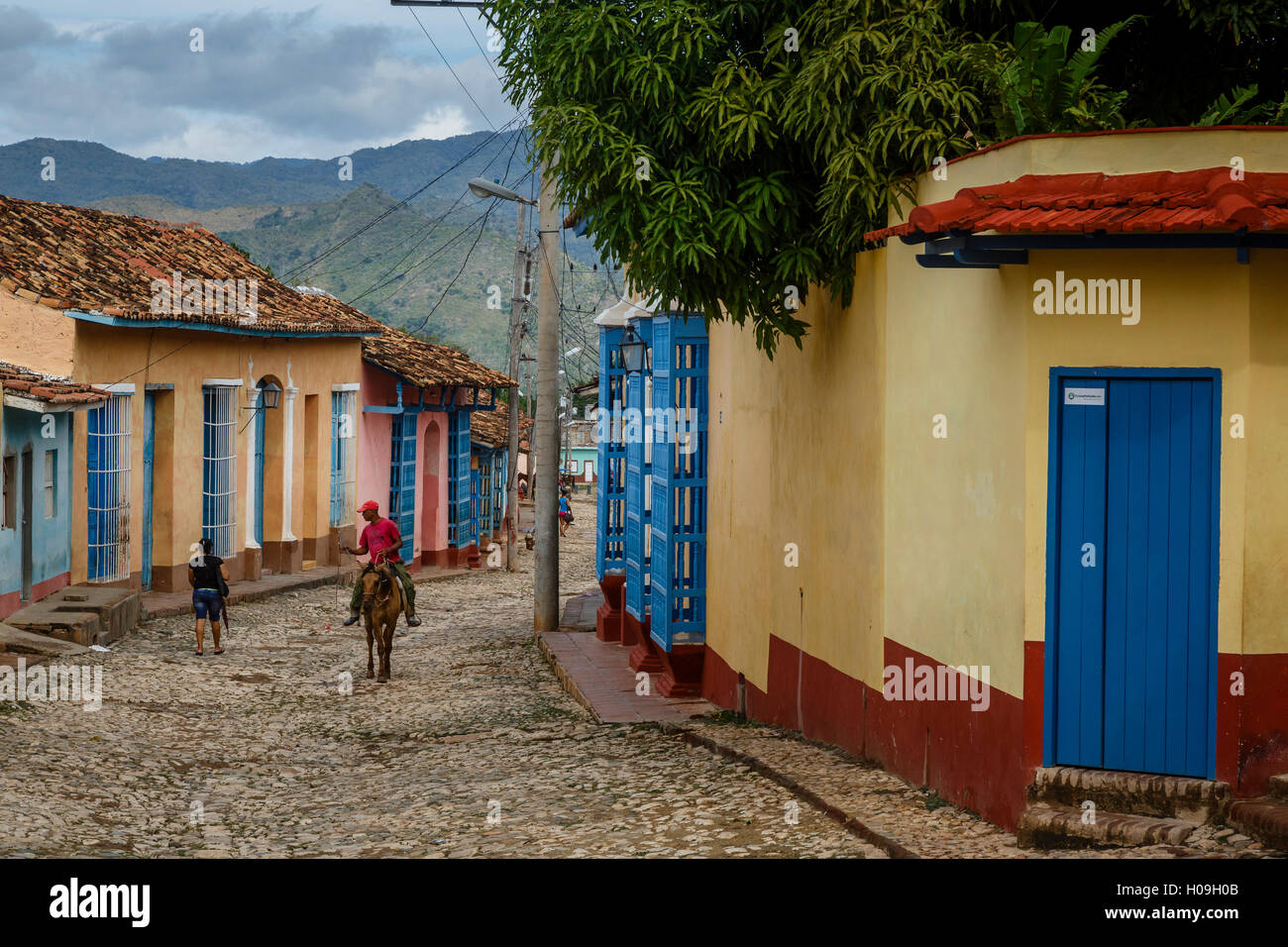 Colorful colonial houses, Trinidad, UNESCO World Heritage Site, Sancti Spiritus Province, Cuba, West Indies, Caribbean Stock Photo