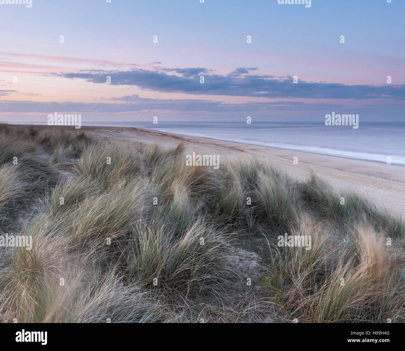 Subtle twilight colours at Winterton on Sea, Norfolk, England, United Kingdom, Europe Stock Photo