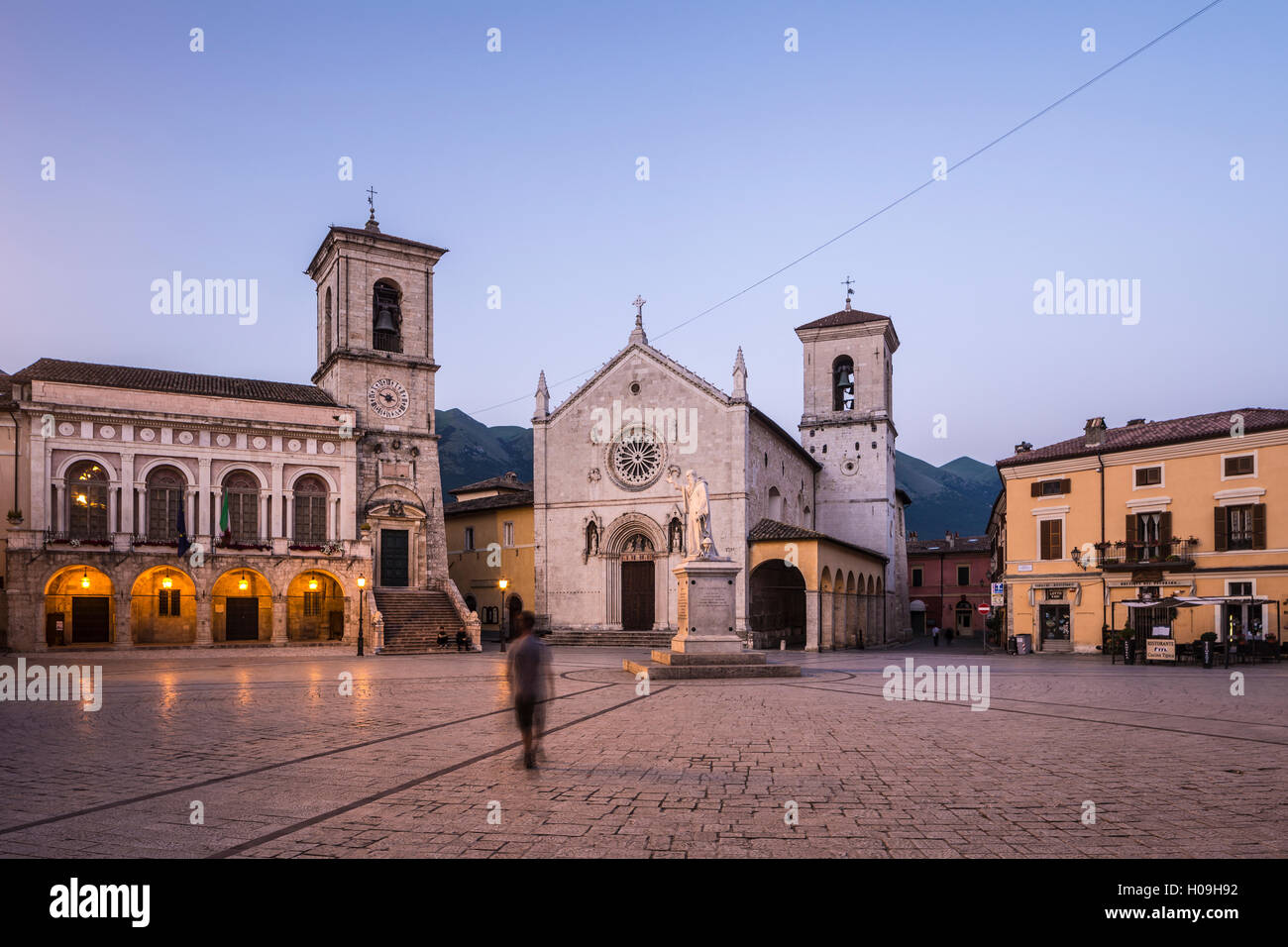 Piazza San Benedetto, Norcia, Umbria, Italy, Europe Stock Photo