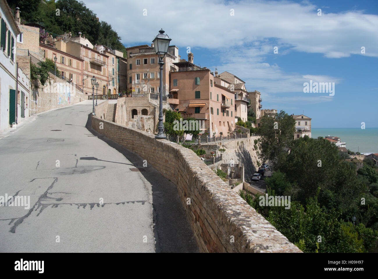 Road towards medieval city of Grottammare, Marche, Italy Stock Photo