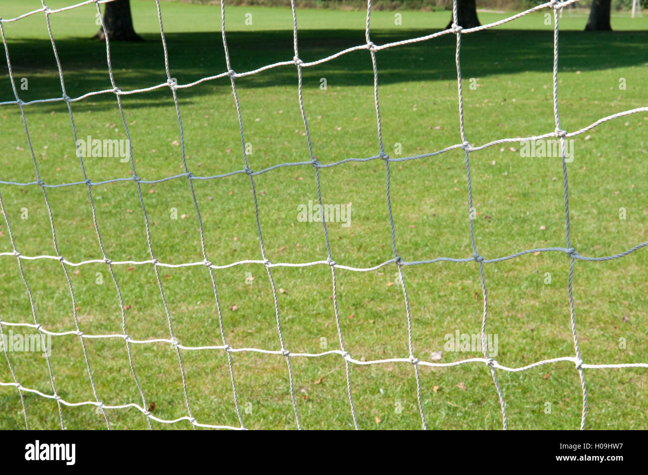 Football pitch goal posts and net on a soccer pitch Stock Photo Alamy