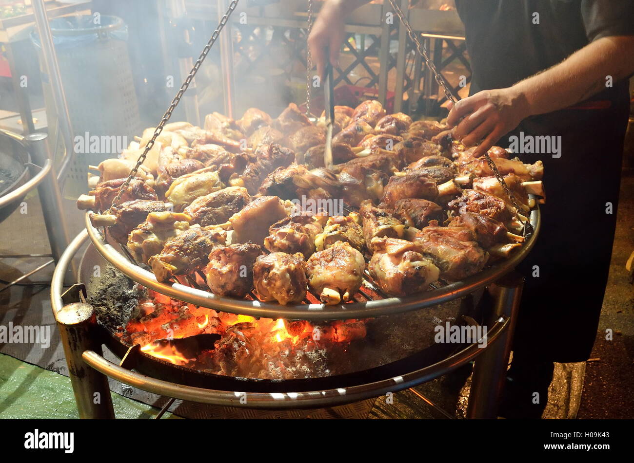 grilled meat cooked over a slow fire Stock Photo