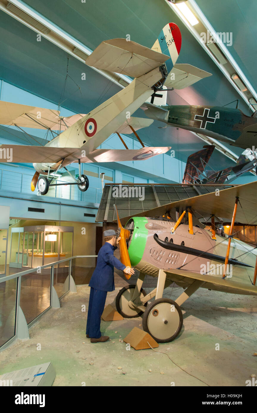 France, Seine-Saint-Denis (93),  Paris Le Bourget airport, musee de l'air de l'espace museum, first world war historic planes hall with Spad VII Stock Photo