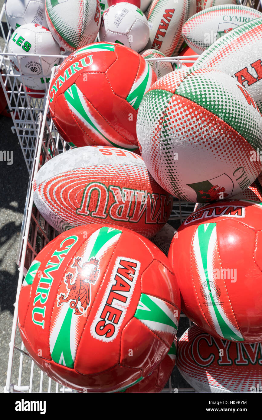 Wales Cymru Rugby balls and Footballs for sale Stock Photo