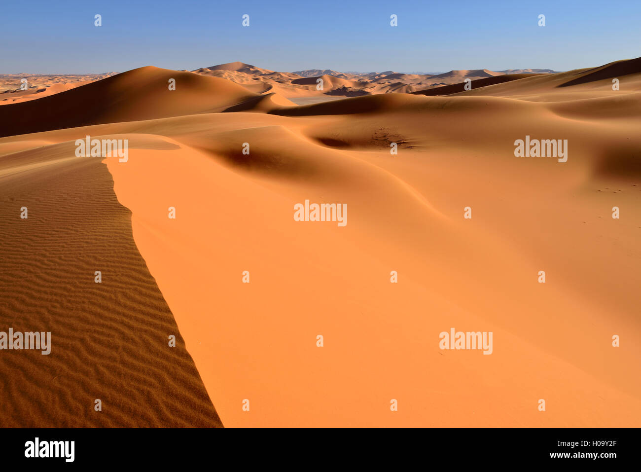 Sand dunes of In Tehak, Tadrart, Tassili n'Ajjer National Park, UNESCO World Heritage Site, Sahara desert, Algeria Stock Photo