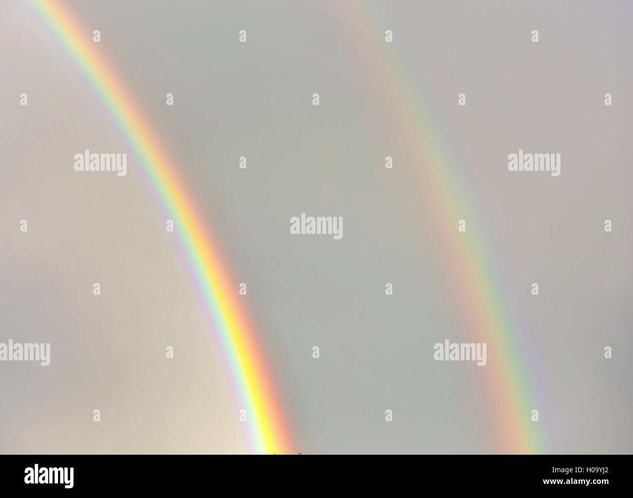 Double rainbow, segment, atmospheric optical phenomenon, Bavaria, Germany Stock Photo