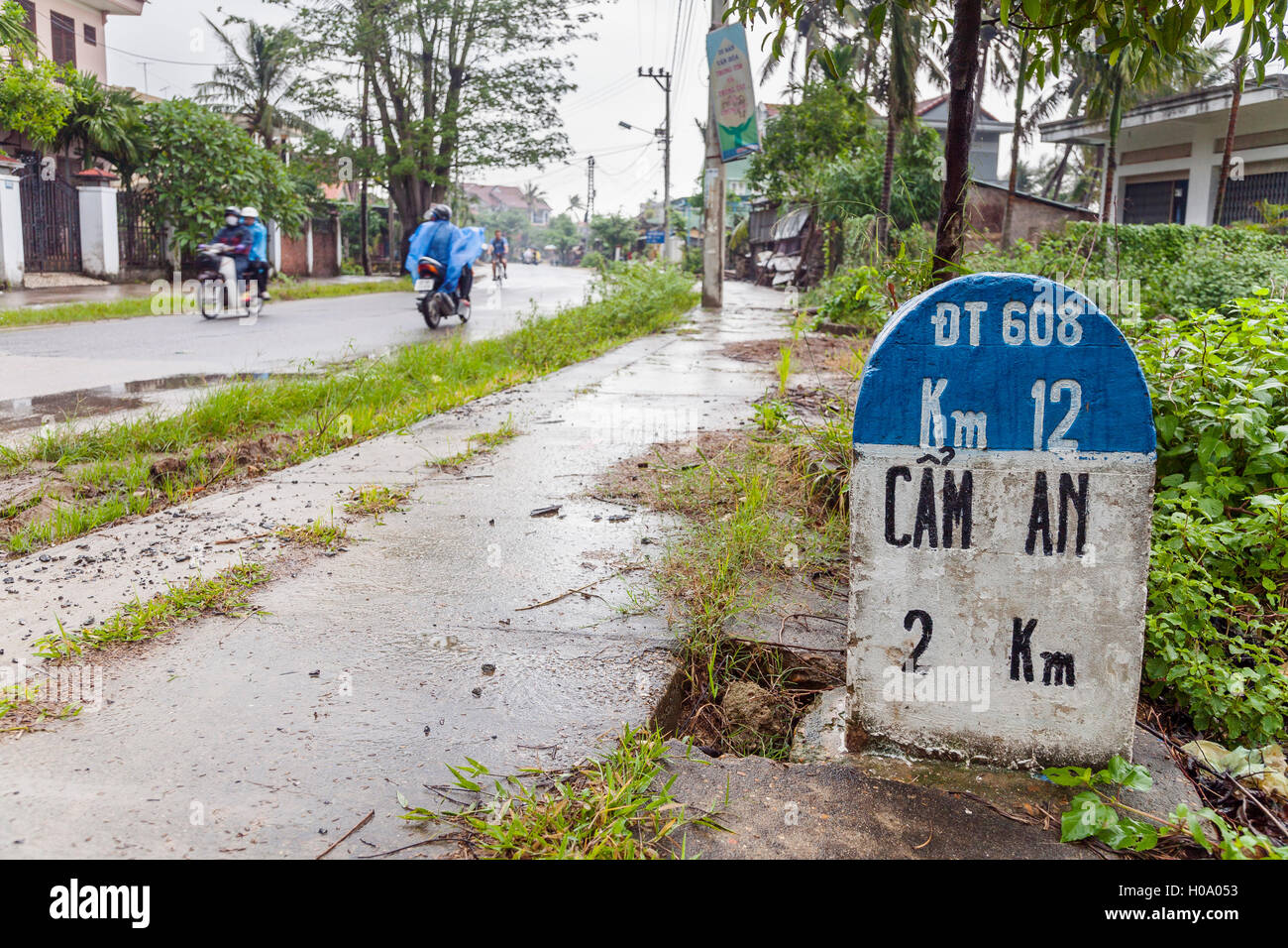 Distance sign in Vietnam Stock Photo