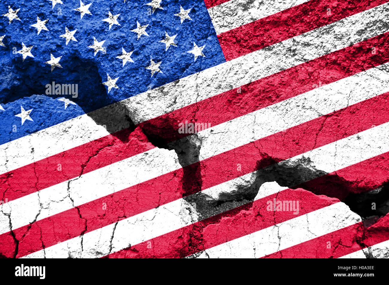 Concept, american flag on cracked background Stock Photo