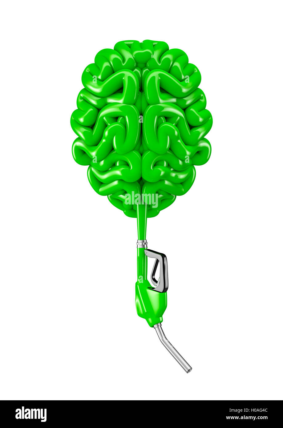 Petrol hose brain / 3D illustration of brain as coiled petrol hose Stock Photo