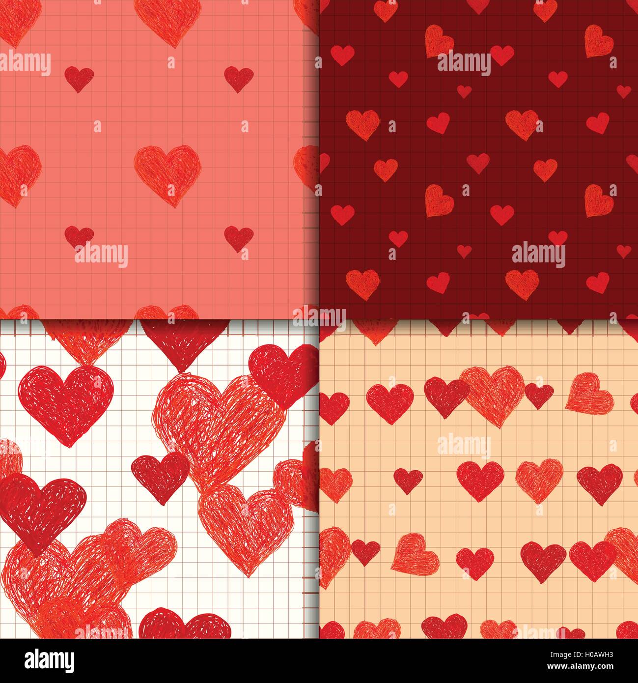 Doodle seamless pattern set with hearts Stock Vector Image & Art - Alamy