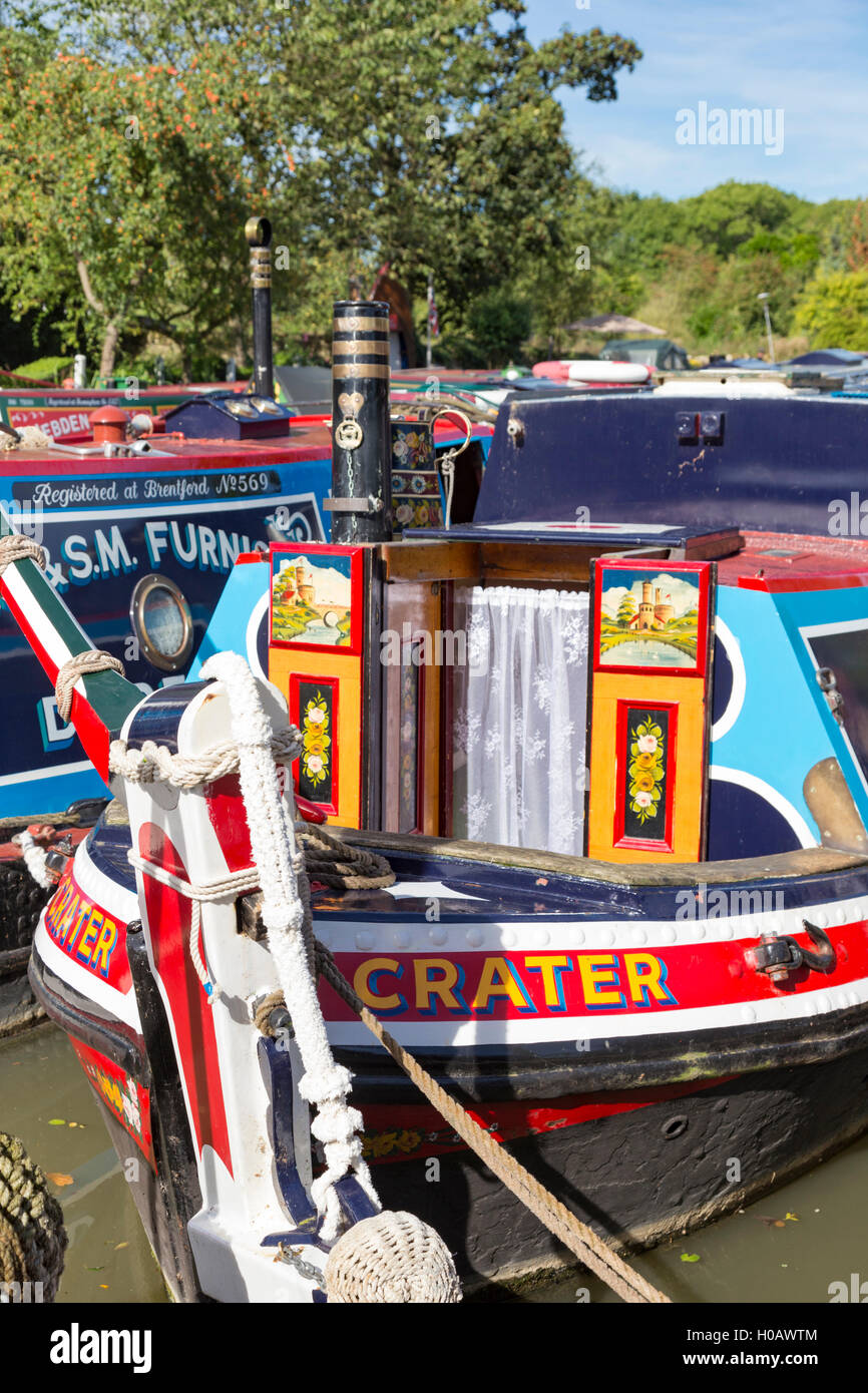 Traditional painted Narrowboats, England, UK Stock Photo Alamy