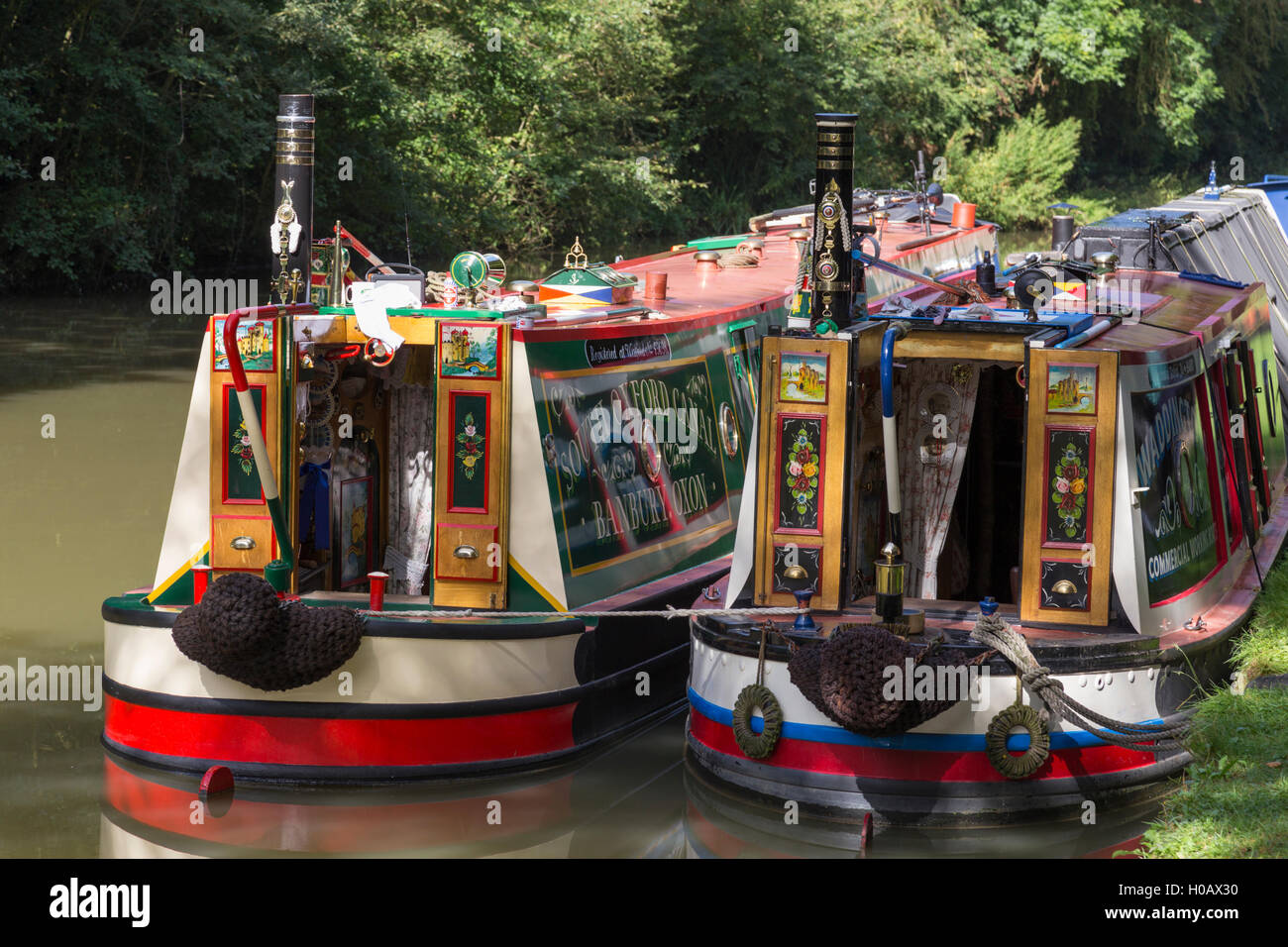 Traditional painted Narrowboats, England, UK Stock Photo Alamy