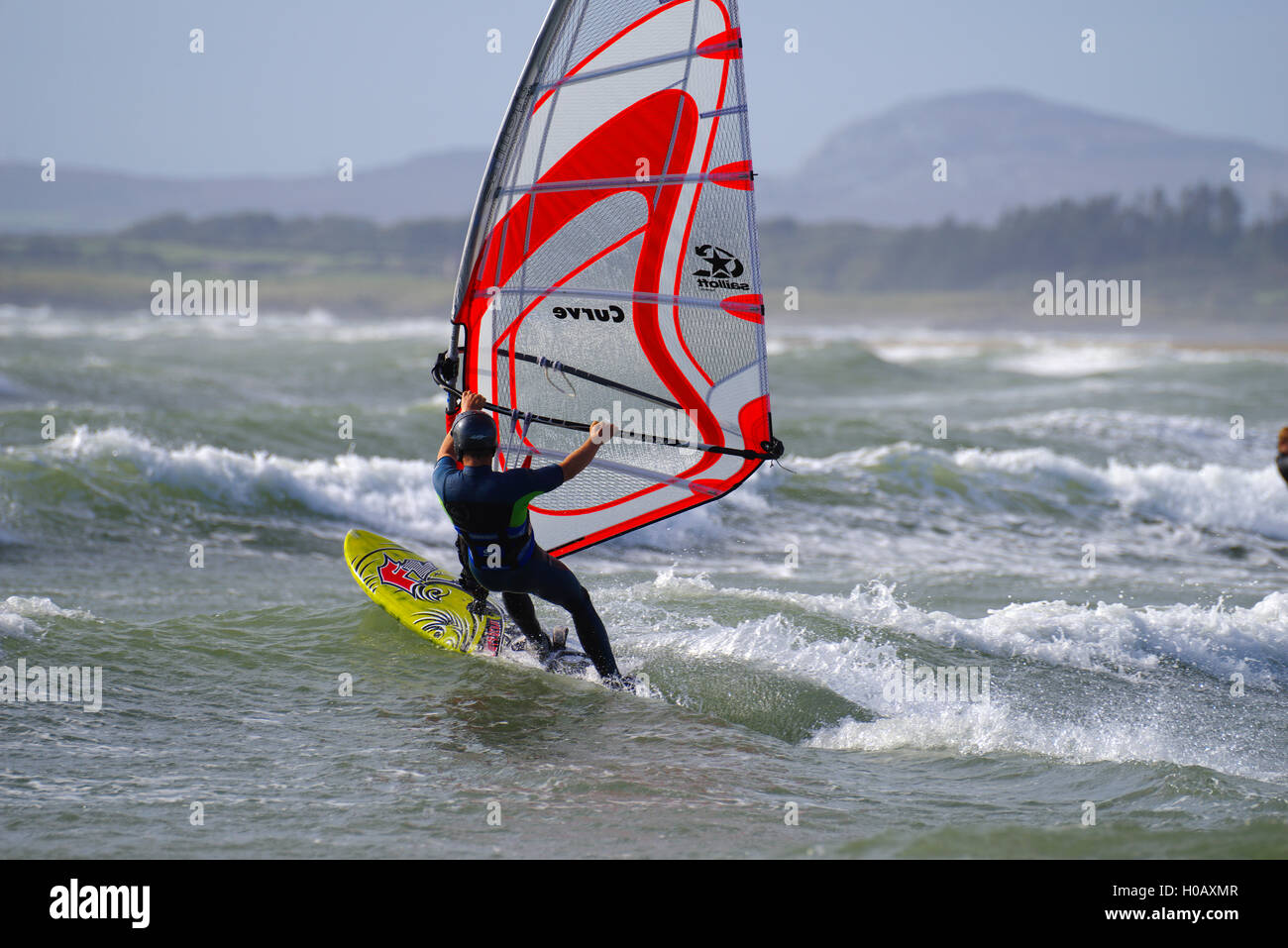 Windsurfing at Rhosneigr Beach, Anglesey Stock Photo Alamy