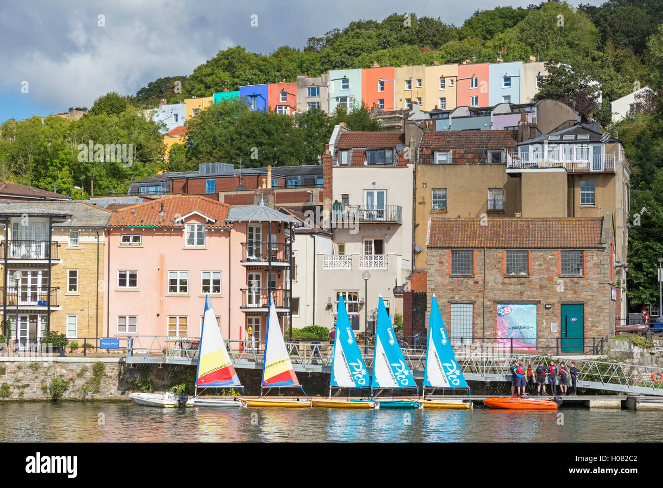 Colourful Dinghy sailing in Bristol Floating Harbour, Bristol, Avon