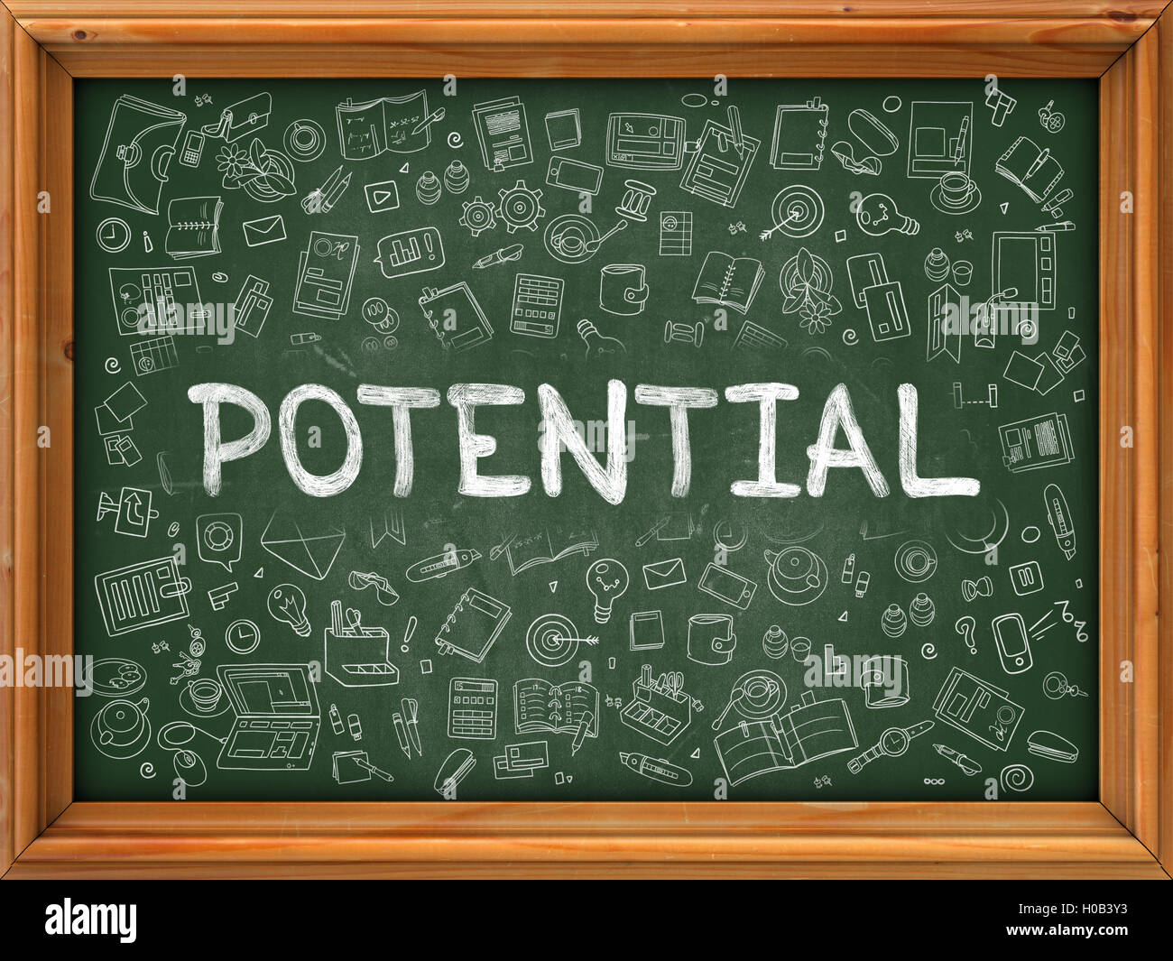 Potential - Hand Drawn on Green Chalkboard. Stock Photo