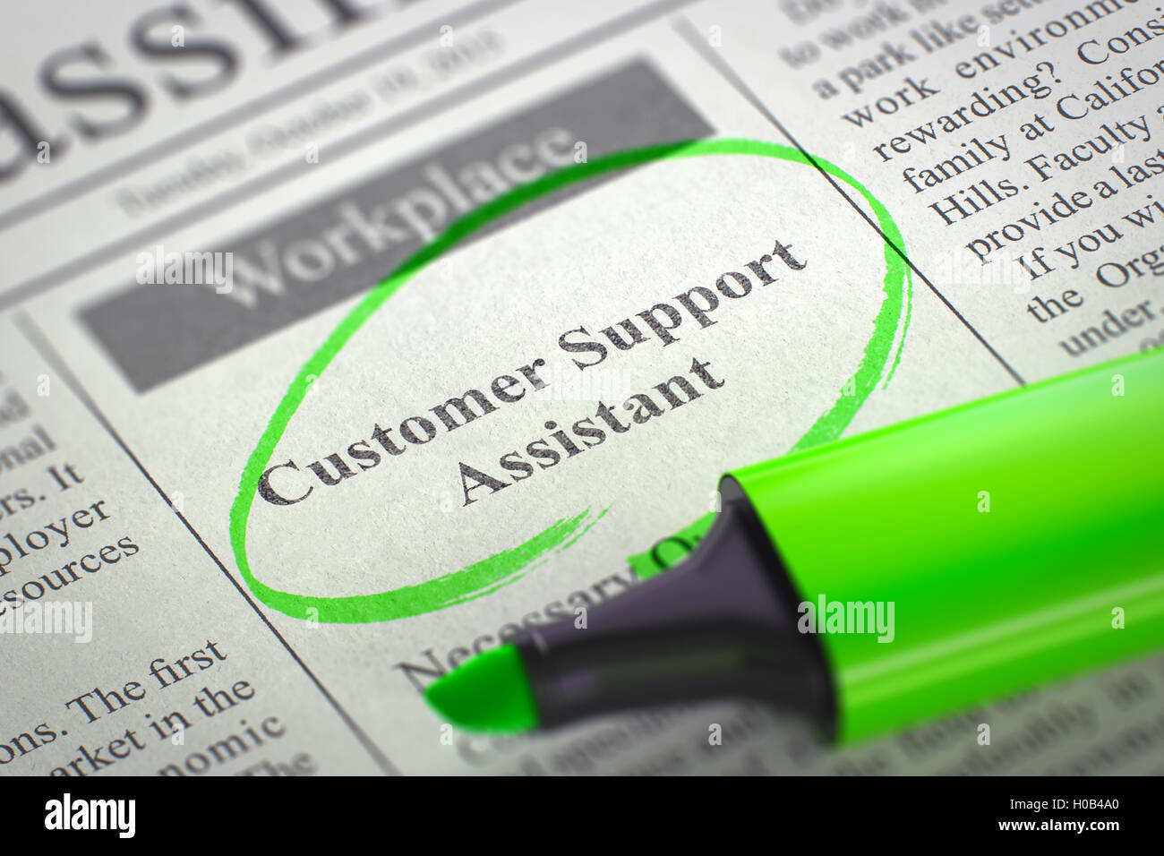 Customer Support Assistant Job Vacancy. 3D. Stock Photo
