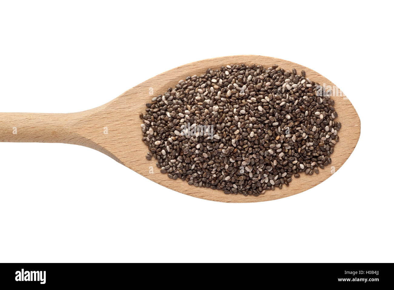 Spoonful of chia seeds isolated on white background Stock Photo
