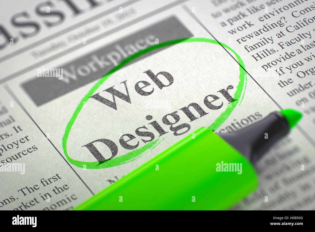 Now Hiring Web Designer. 3D. Stock Photo