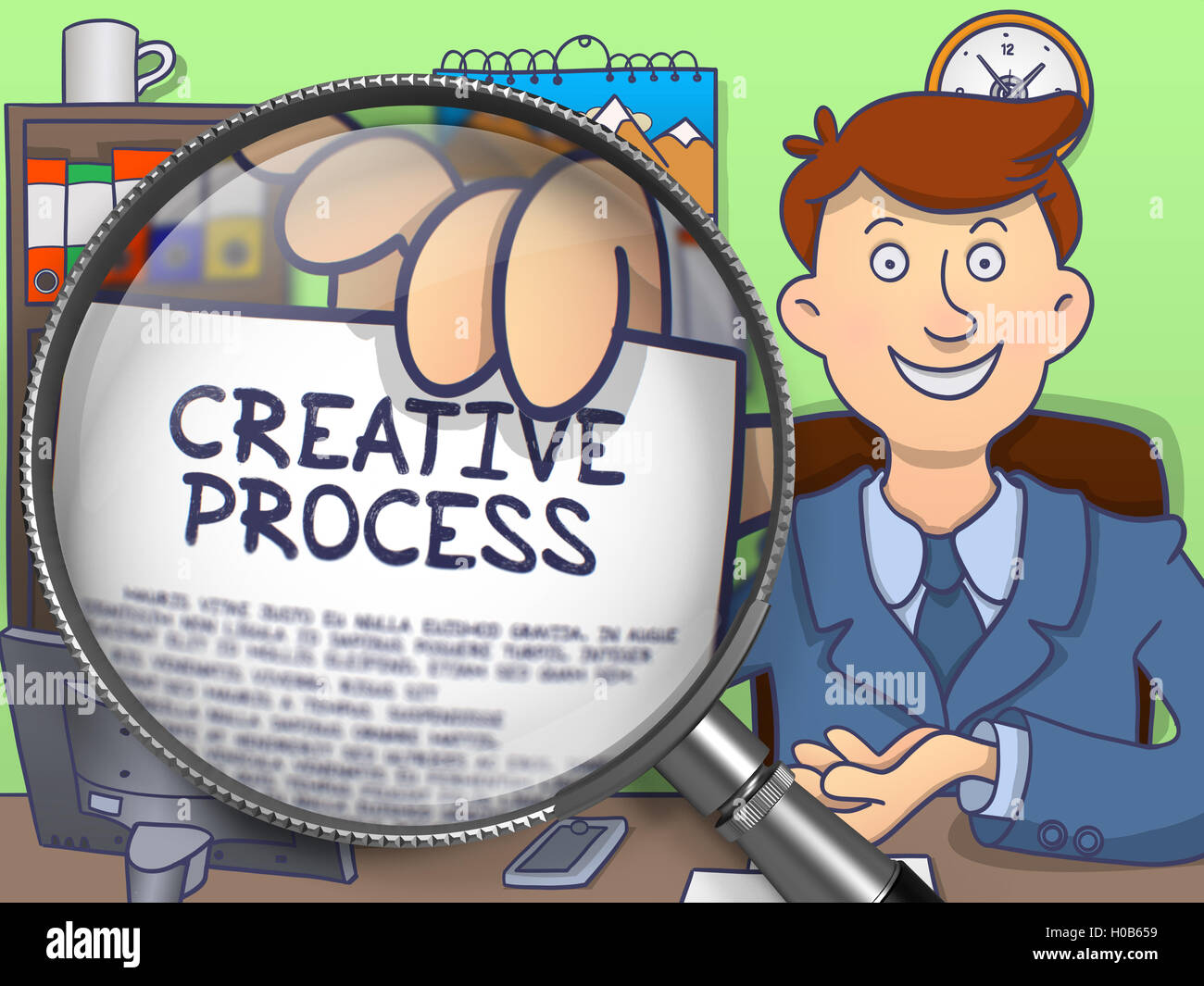 Creative Process through Lens. Doodle Design. Stock Photo
