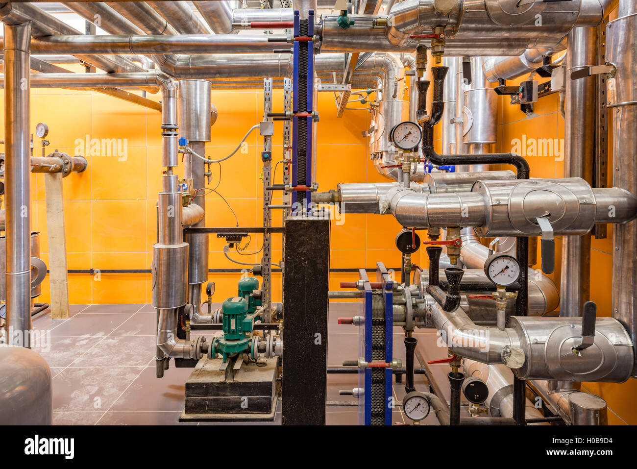 Boiler room in the basement of the new building Stock Photo - Alamy