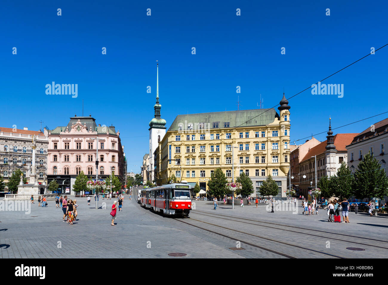 Brno, Czech Republic. Freedom Square (Náměstí Svobody) in the centre of the old town, Brno, Moravia, Czech Republic Stock Photo