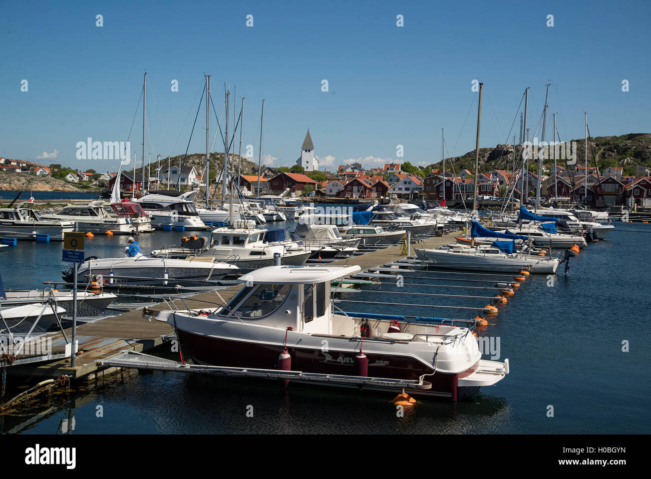 The harbor of Skärhamn on the island of Tjörn on the west coast of Sweden Stock Photo