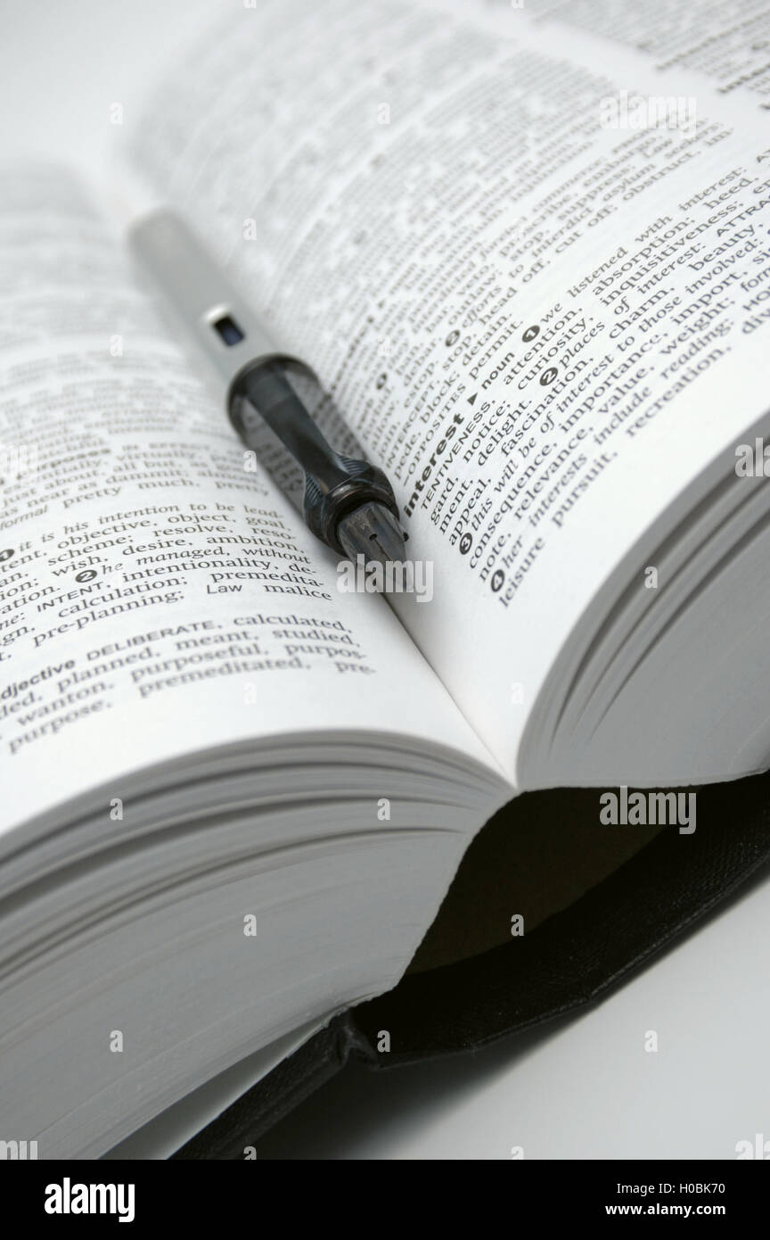 Pen in Dictionary Stock Photo Alamy