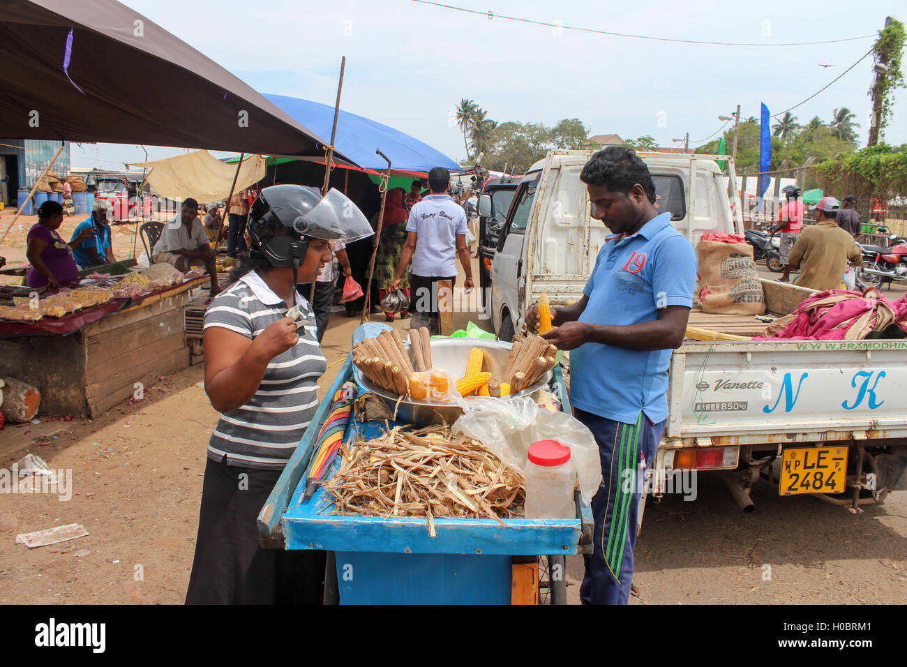 Street Food in Sri Lanka at Negombo Market Stock Photo