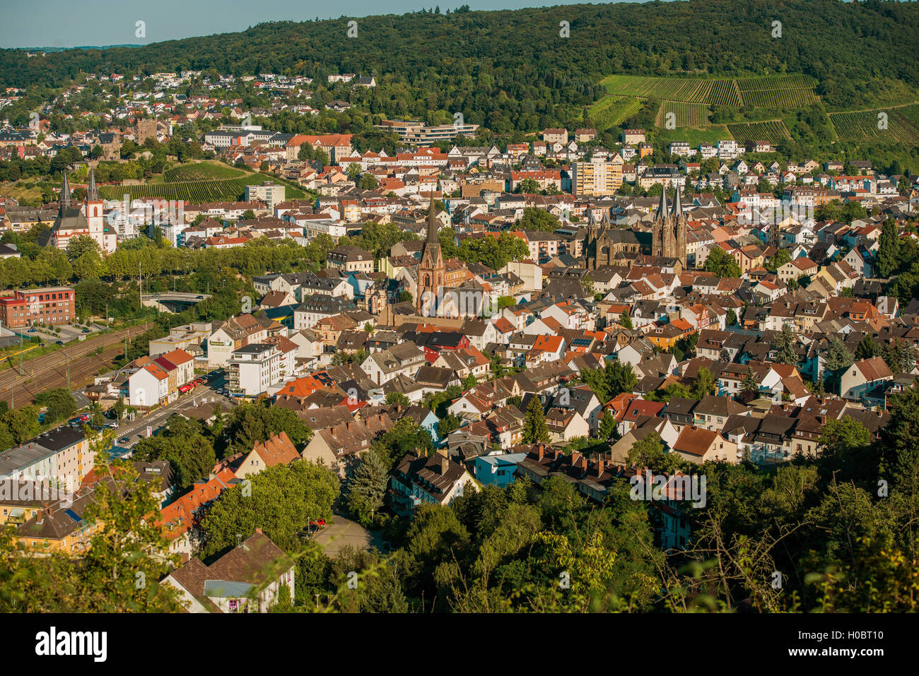 Town of Bingen Germany. Summer Day City Panorama. Bingen am Rhein District in Rhineland Palatinate, Germany Stock Photo