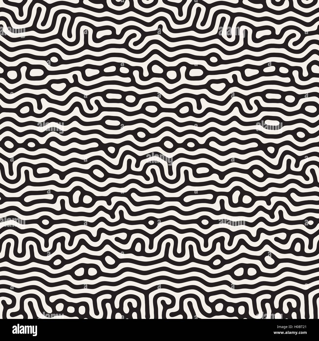 Vector Seamless Black and White Organic Lines Pattern Stock Vector ...