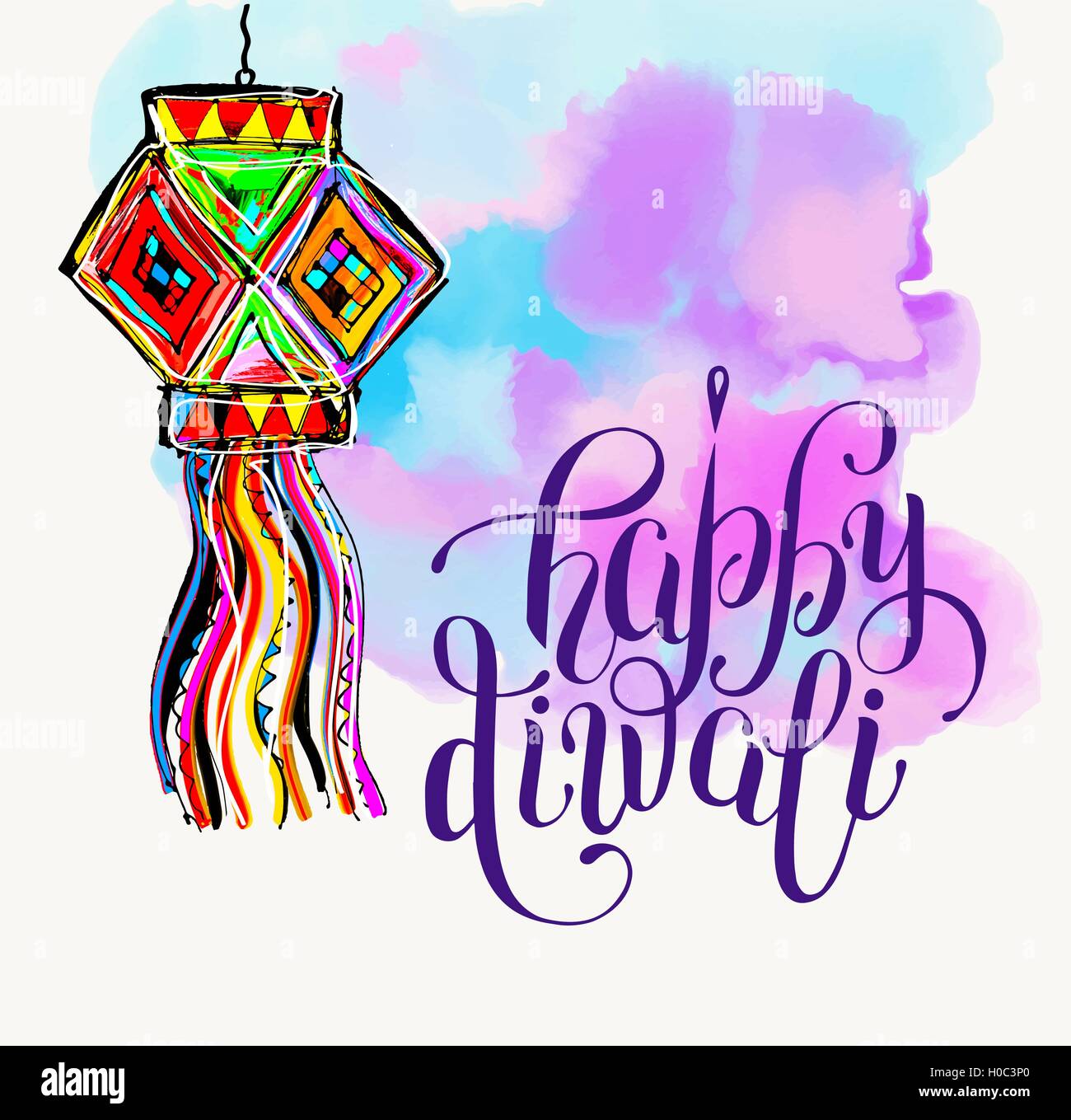 Premium Vector | Happy diwali hand drawn greeting card vector diwali deepak  sketch
