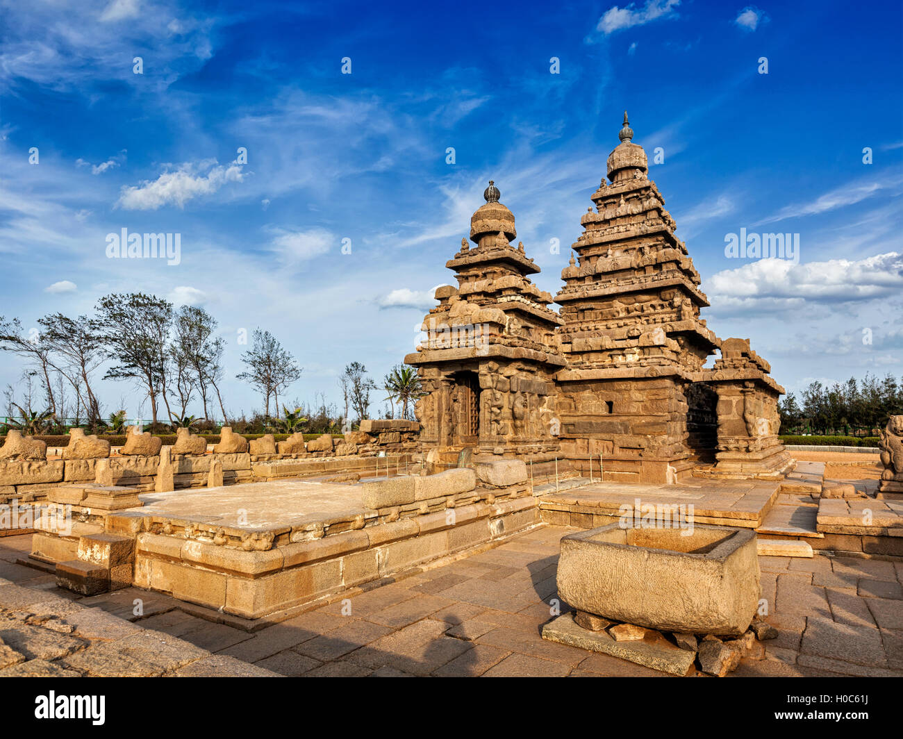 Shore temple - World heritage site in Mahabalipuram, Tamil Nad Stock Photo