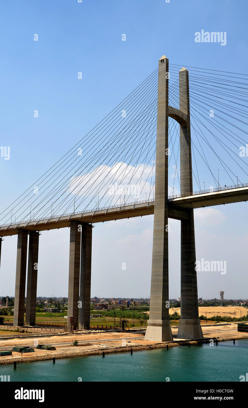 Suez Canal Bridge at El Qantara Stock Photo